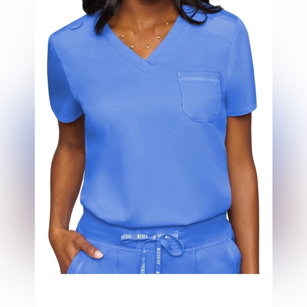 Ceil Blue Med Couture Scrubs Top and Bottom XL